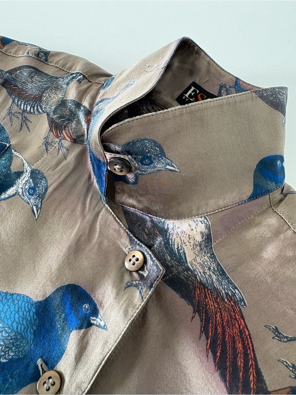 80s Vintage Escada 100% Silk Bird Print Blouse